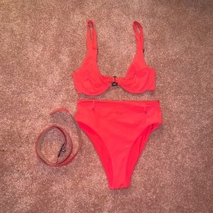krahs selena gomez red two piece swim suit